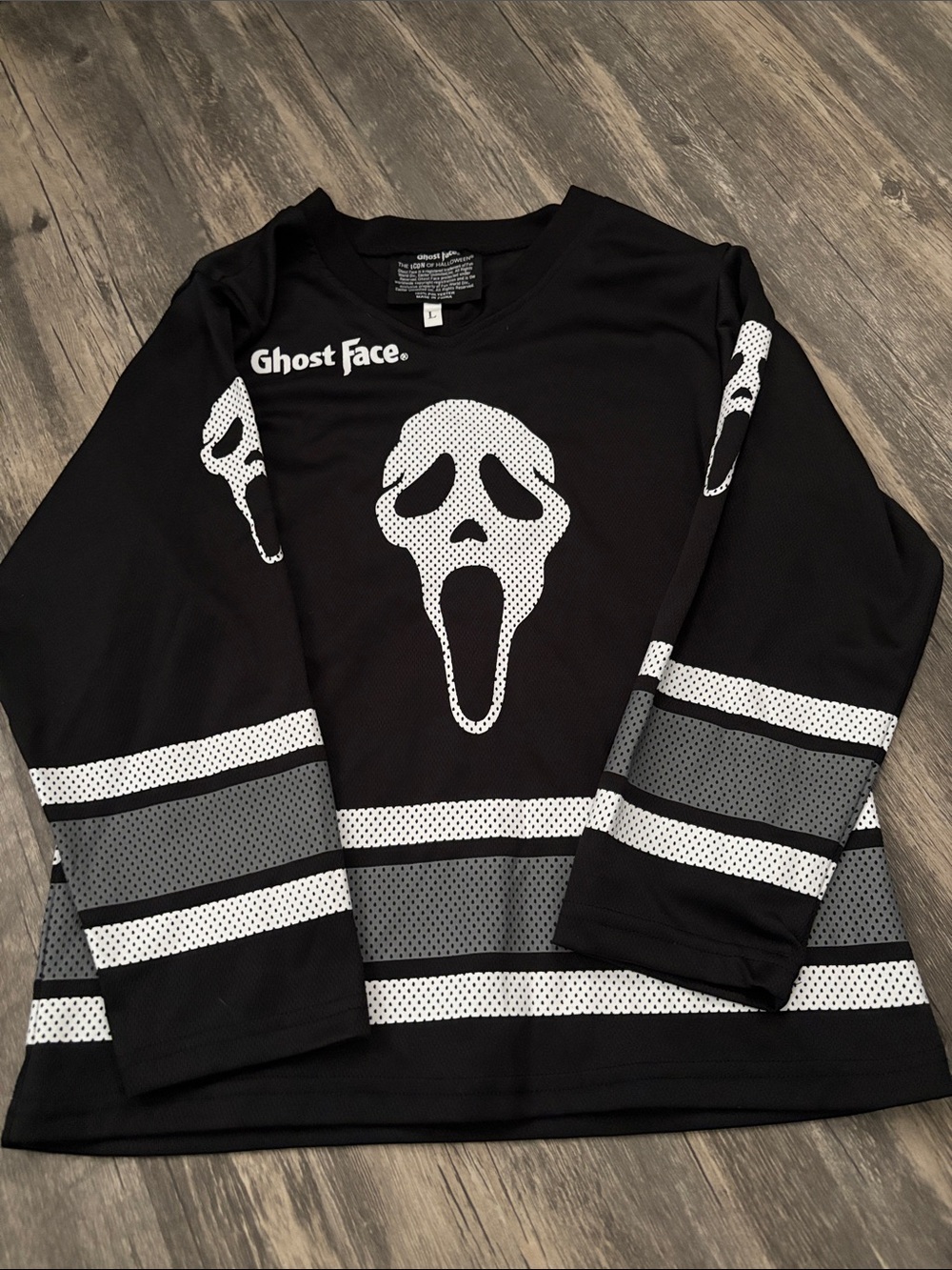 Ghost Face Black Long-Sleeve Graphic Tee for Kids